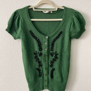 Top Secret Embroidered Floral Cardigan Women's 36 Coquette Office Siren Unique